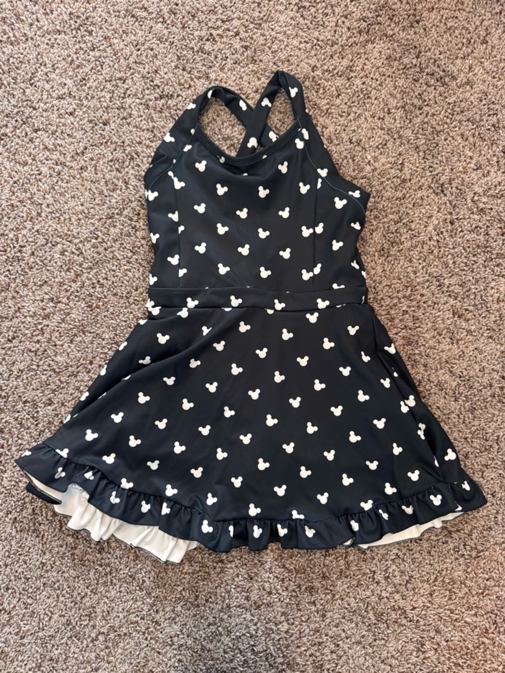 Girls Black and White Character Print Dress